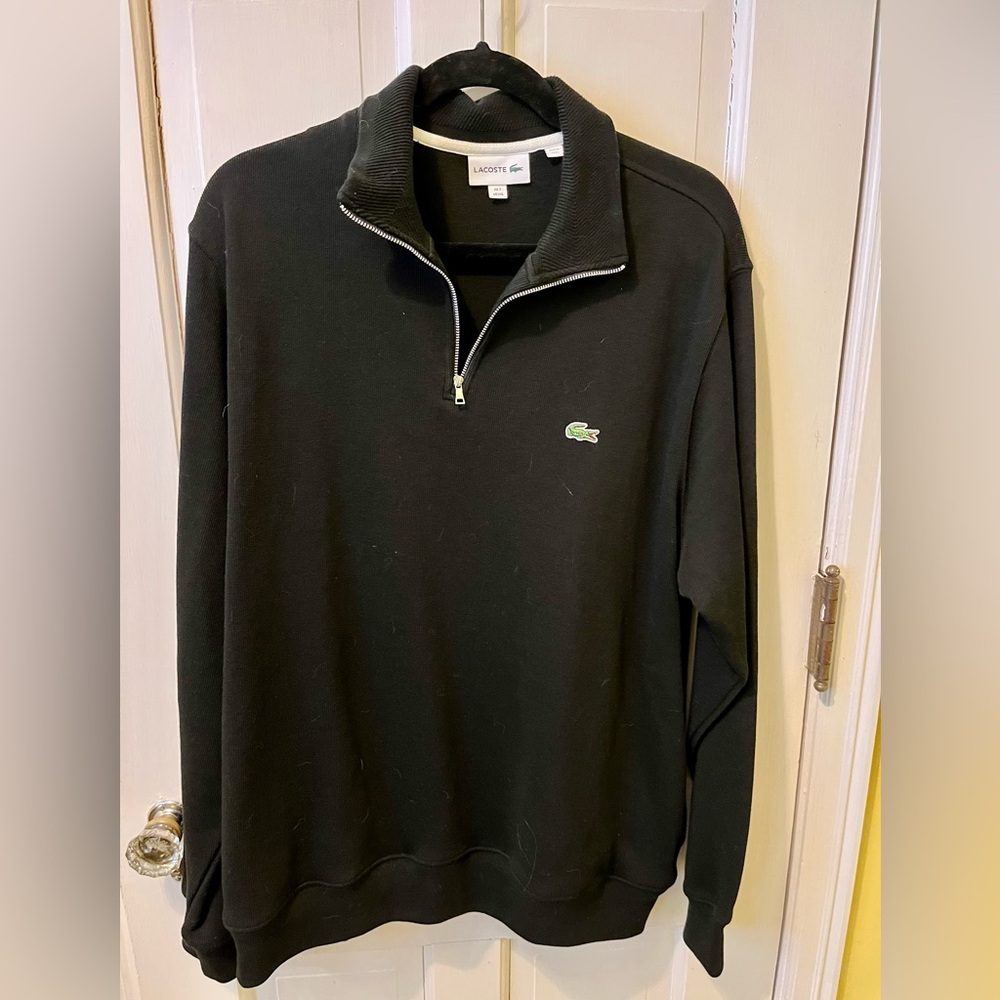 Lacoste black 1/4 zip sweater Sz XXL/7.  Worn once.  Smoke free home.